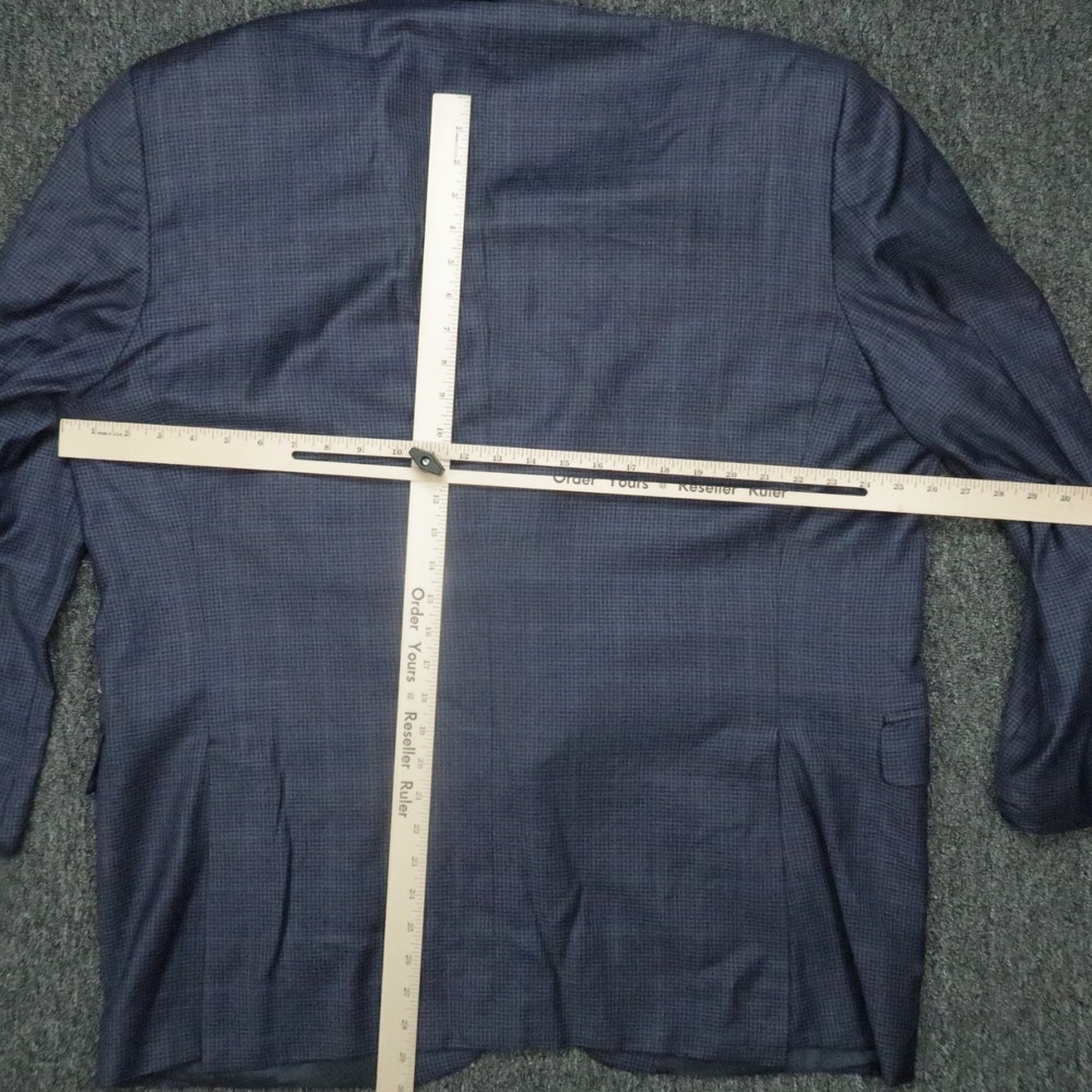 Peter Millar Blazer Men 50T Blue Wool Gingham‎ Double Vented Suit Jacket Coat * - Picture 10 of 16